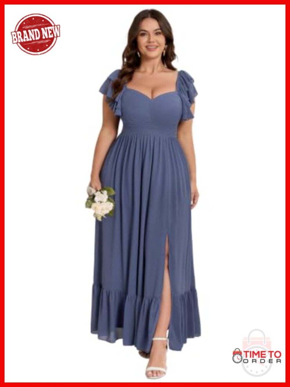 Plus Size Formal Maxi Dress Chiffon Wedding Guest Bridesmaid A-Line